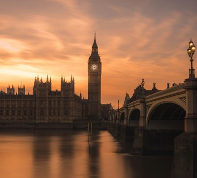 London parliament sunset